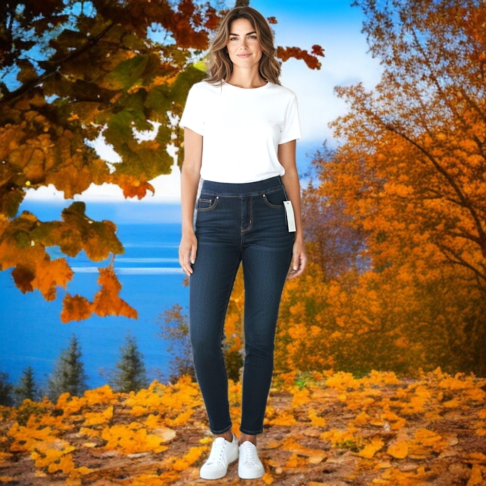 Renee Goldstein Wonder Denim Jeans Sz 4 Women With Control Blue Stretch Jeggings - Picture 12 of 16
